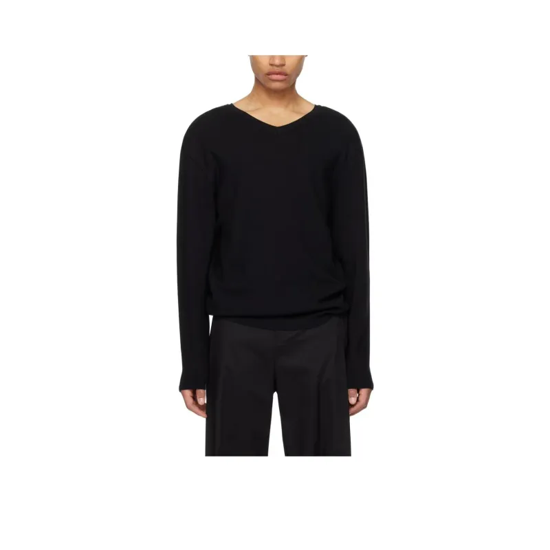 AMOMENTO SS24 V NECK SWEATER Knitwear Men's BLACK/Black-0
