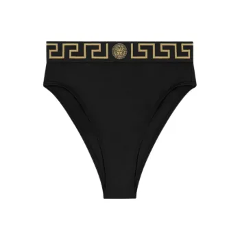 VERSACE Greca Border High Waist Bikini Bottom 'Black'