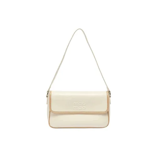 Three Blessings PU Crossbody Bag, Shoulder Bag Medium Size Women's Ivory White/Black