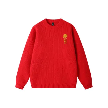 Qnxeey Sweaters Unisex Red