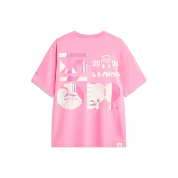 LiNing Sports Life Collection T Shirt Unisex Bamboo Joint Peach Pink