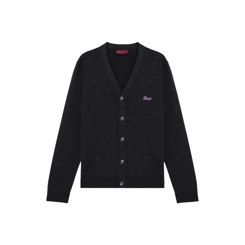 GUCCI Logo Embroidered Button Up Cardigan-0