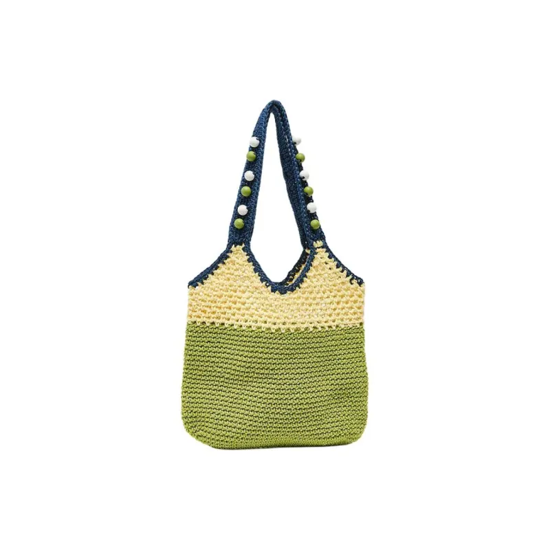 Three Blessings Woven Material Handbag, Shoulder Bag Medium Size Women's Multicolor-10