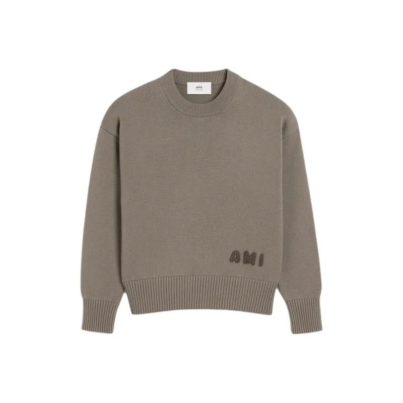 Ami Logo Embroidered Crewneck Knitted Sweater-0