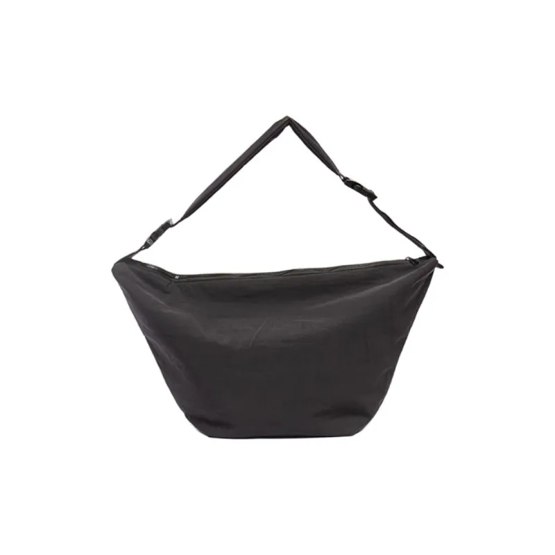 Three Blessings Fabric Dumpling Bag, Shoulder Bag, Crossbody Bag Medium Size Unisex Black/Gray-0