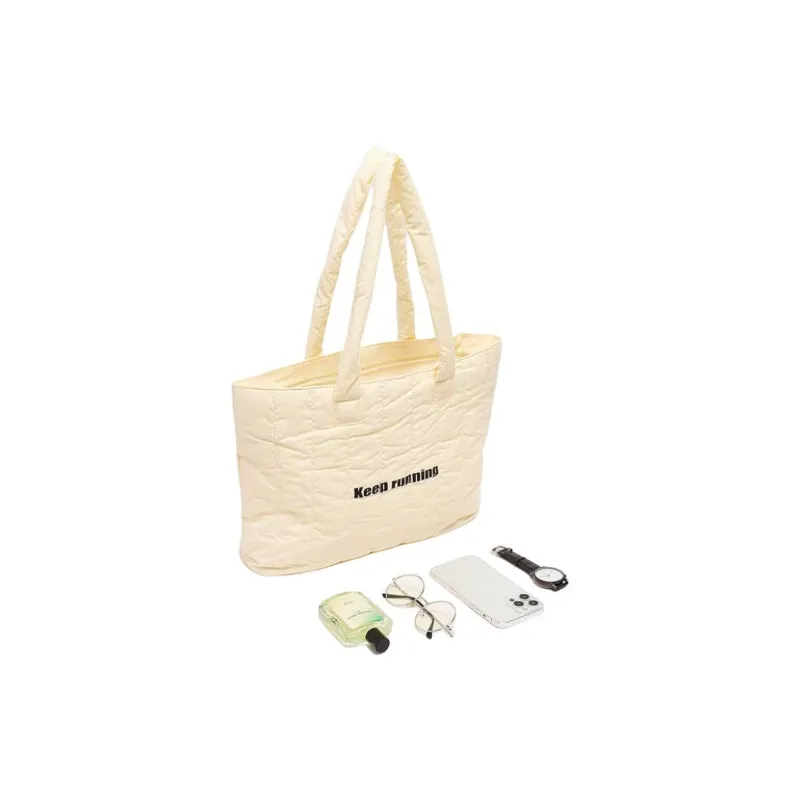 Three Blessings Fabric Tote Bag, Shopping Bag, Shoulder Bag Medium Size Women's Black/White-8