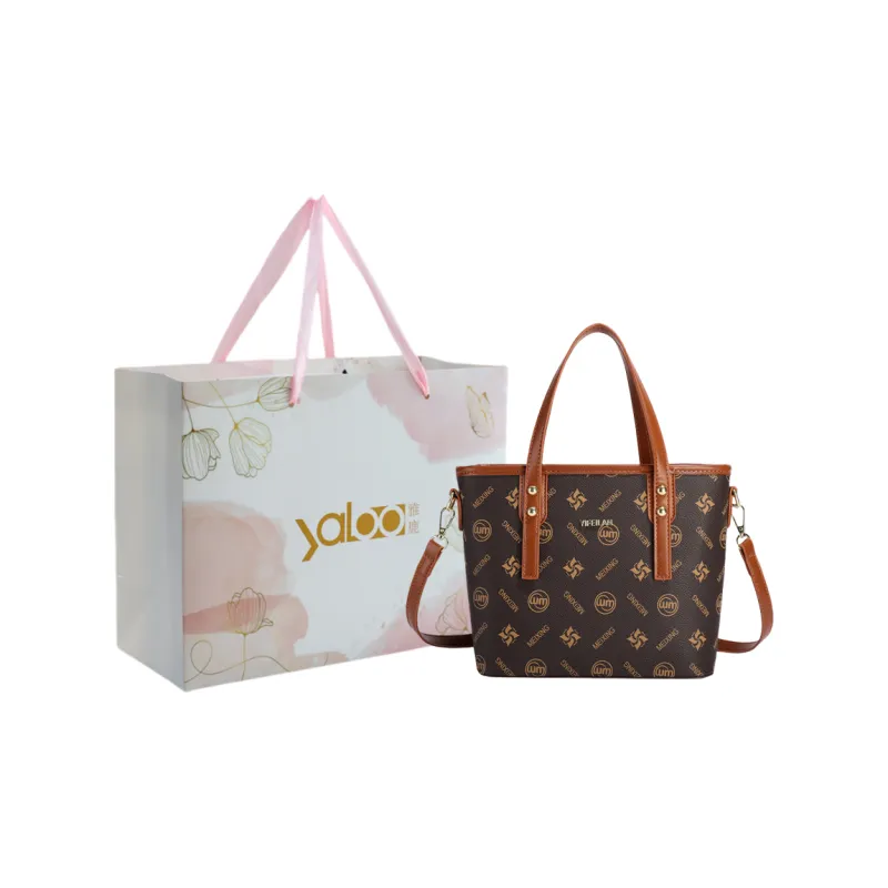 Yalu PU Handbag Unisex Little Tree Brown/Windmill Brown/Four Leaf Clover/1987 Brown-3