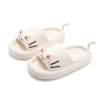 JINGEYU Summer Platform Kitten Tail Slip Resistant Abrasion Resistant Soft Women's Slide on Home Cute Slippers