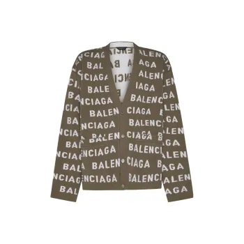 Balenciaga Logo Intarsia Knit Cardigan