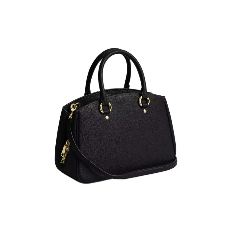 COACH Litchi Grain Leather One Shoulder Handbag Trumpets Women's Black-1