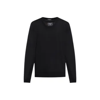 BALMAIN Logo Patch Double Collar Knit Sweater