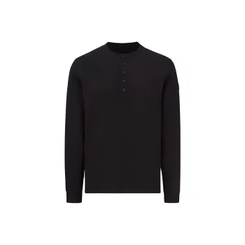 Moncler Cotton Button Long Sleeved T Shirt T Shirt Men's Black