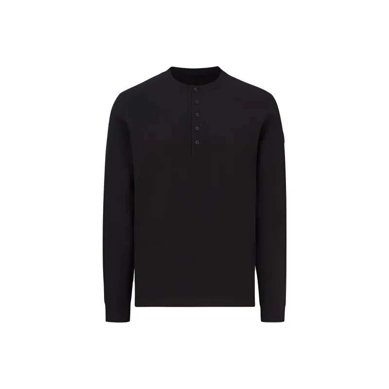 Moncler Cotton Button Long Sleeved T Shirt T Shirt Men's Black-0