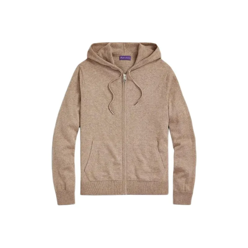 Ralph Lauren Purple Label Wool Cashmere Hooded Full Zip Sweater Men's Khaki-0