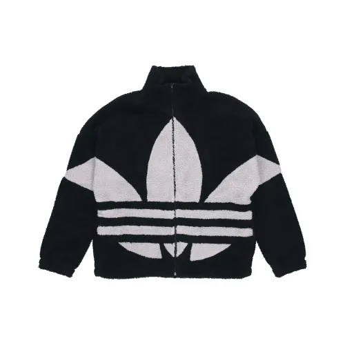 adidas originals Trefoil Logo Fleece Retro Stand Collar Jacket Black