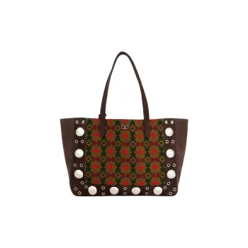 Valentino Suede Tote Bag, Shopping Bag, Shoulder Bag Large Size Women's Brown & Multicolor