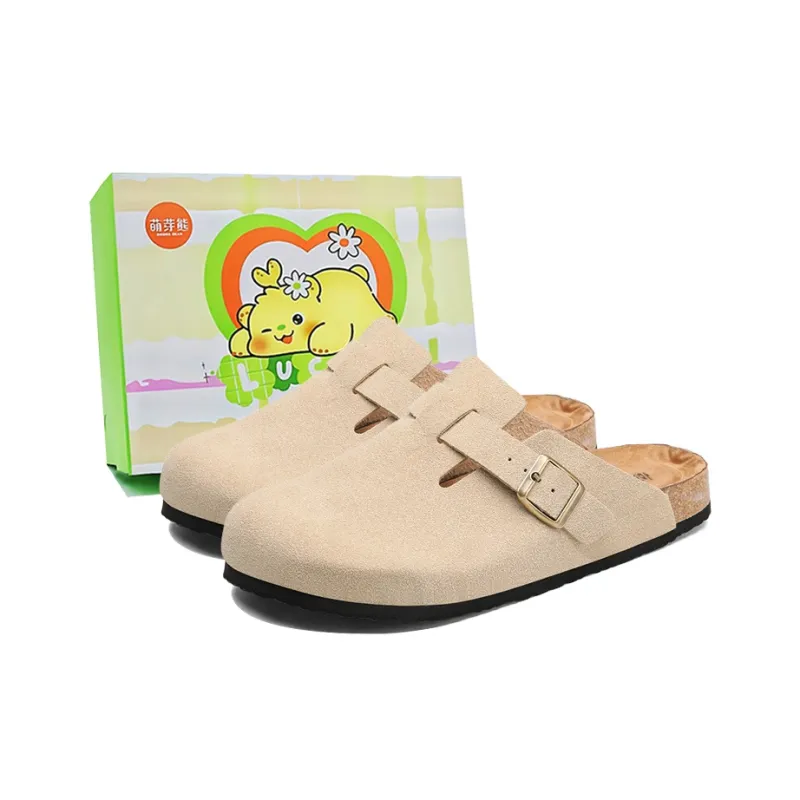 Budding Bear Cork Sole Quiet Odor Resistant Abrasion Resistant Slip Resistant Closed Toe Slippers Unisex-6