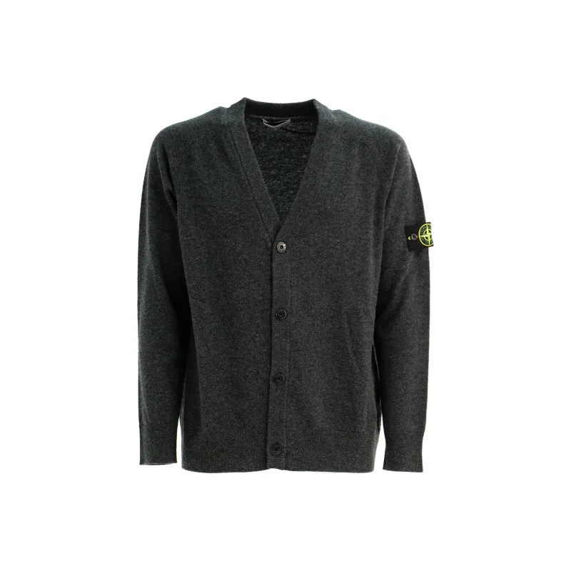 STONE ISLAND Compass Patch V Neck Knitted Cardigan-0