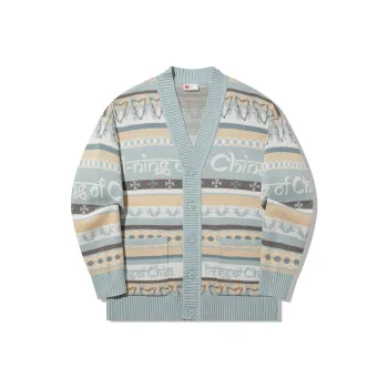 LiNing Knitwear Unisex Stone Blue Gray Jacquard
