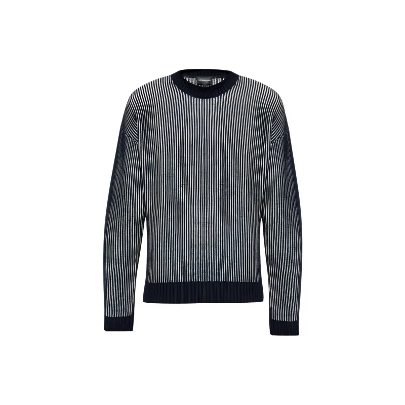 EMPORIO ARMANI Two tone Fisherman rib Sweater-0