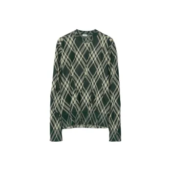 Burberry Plaid Check Crinkled Effect Crewneck Jumper