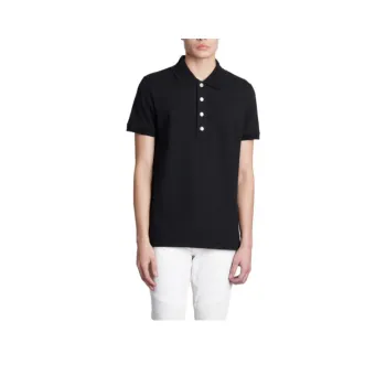 BALMAIN Monogram Pattern Piqué Short Sleeved Polo Shirt