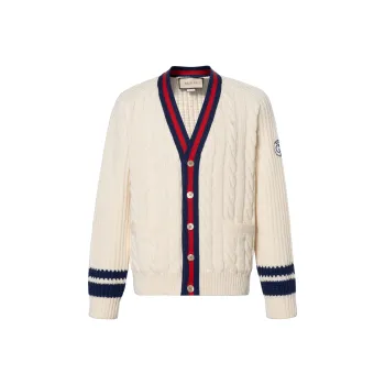 GUCCI V Neck Cable Knit Cardigan