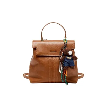 Three Blessings PU Backpack Medium Size Women's Brown