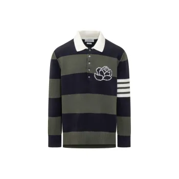 THOM BROWNE 4 Bar Rose Striped Polo Jumper