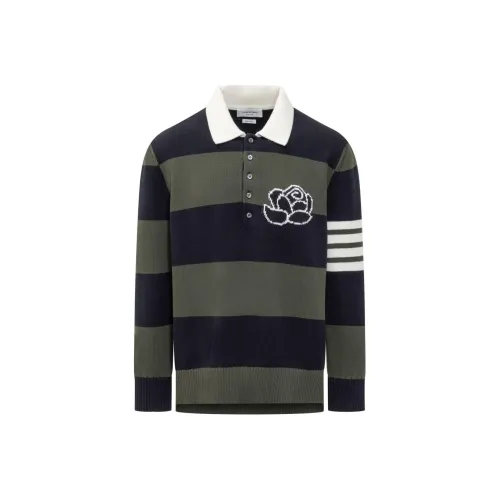 THOM BROWNE 4 Bar Rose Striped Polo Jumper