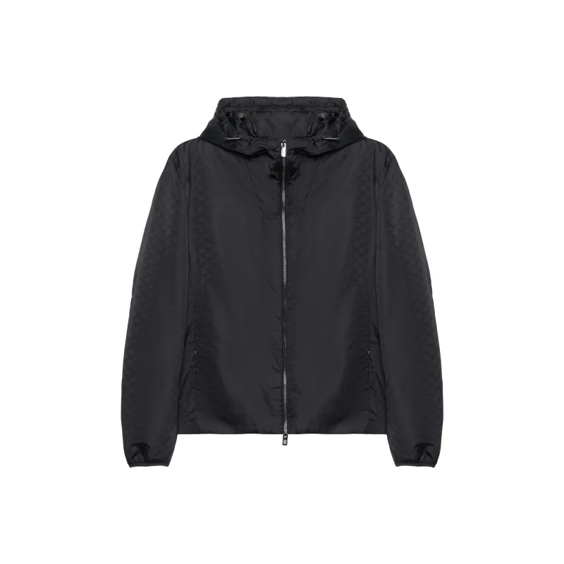 EMPORIO ARMANI Monogram Pattern Zipped Hooded Jacket-1