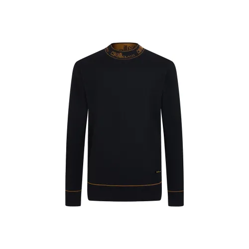 Cavalli Class Knitted Sweatpants Mens Black Floral