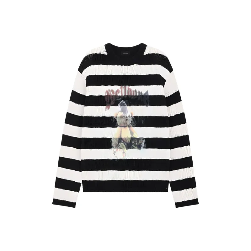 WE11DONE Punk Teddy Striped Jumper-0