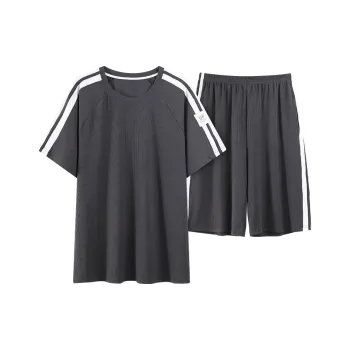 Close fitting Areas Pajama Set Men's Dark Gray