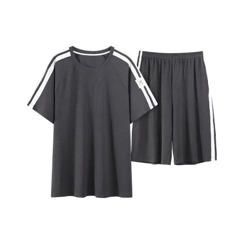 Close fitting Areas Pajama Set Men's Dark Gray