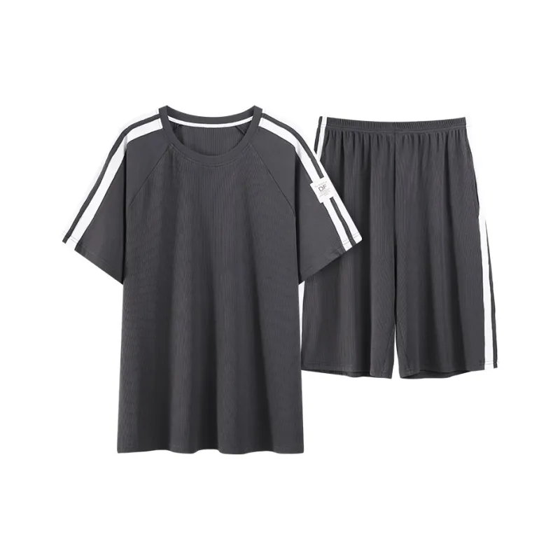 Close fitting Areas Pajama Set Men's Dark Gray-0