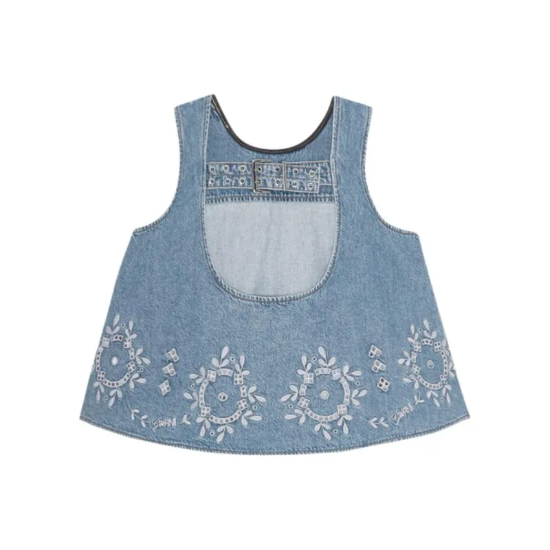 GANNI Open back Denim Top-1