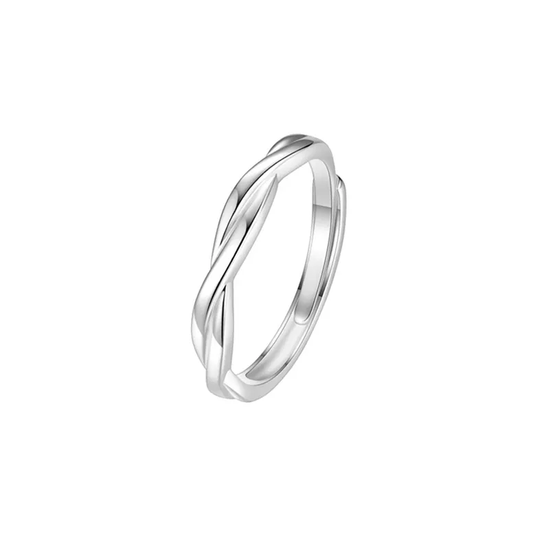 MGS 999 Fine Silver Cool Refined Niche Design Girlfriend Students Plain Band Luck Adjustable Opening Unisex-4