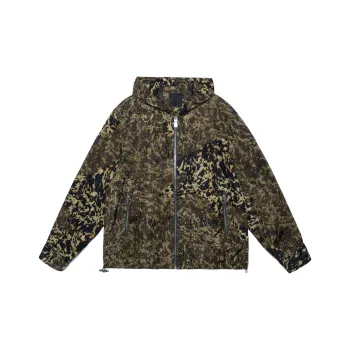 Givenchy Hooded Windbreaker In Printed Nylon