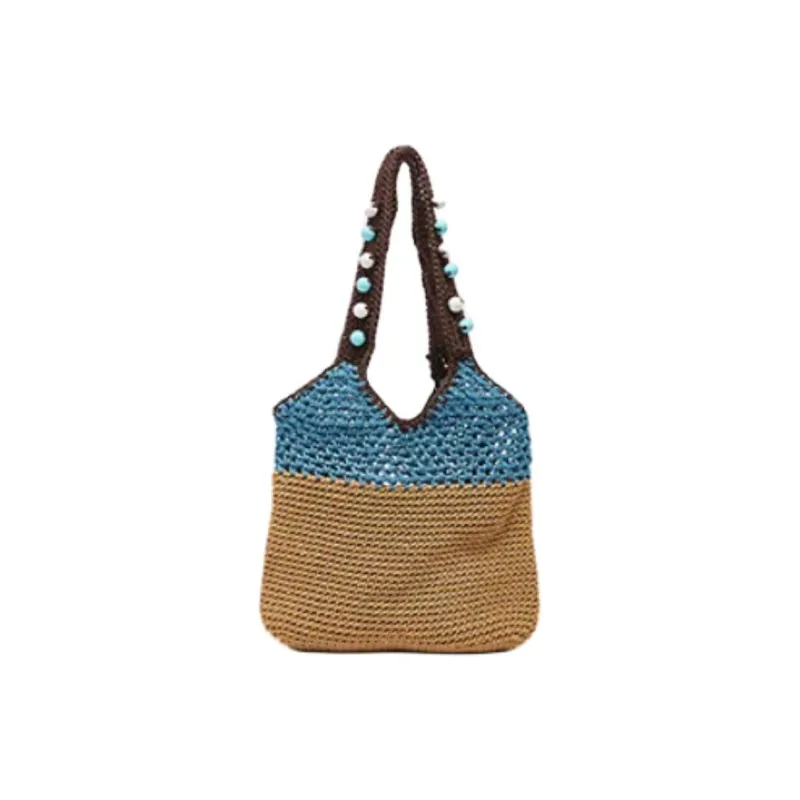 Three Blessings Woven Material Handbag, Shoulder Bag Medium Size Women's Multicolor-6
