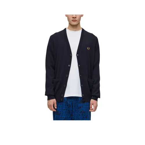 FRED PERRY Classic Cardigan Knitwear Men's Marine Blue