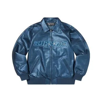 Supreme Silver Surfer Leather Varsity Jacket