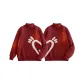 [Spring Fall Thin]Burgundy (M02 Large Fuzzy Heart Bottom Left)+Burgundy (M02 Large Fuzzy Heart Bottom Right)