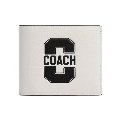 COACH 3 IN 1 Wallet Pebbled Leather Wallet Mini Men's Chalk White & Black