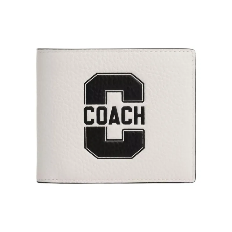 COACH 3 IN 1 Wallet Pebbled Leather Wallet Mini Men's Chalk White & Black-0