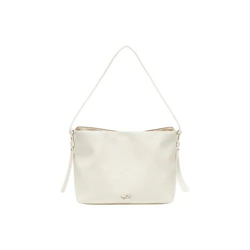 Three Blessings PU Tote Bag, Shopping Bag, Shoulder Bag Medium Size Women's Ivory White