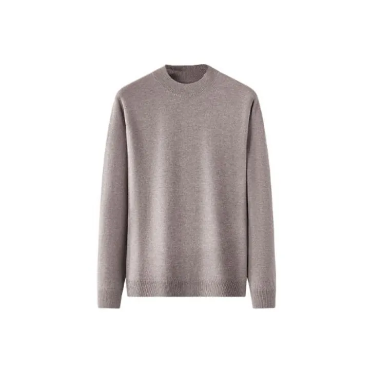 Red Bean Solid Color Crew Neck Pullover Sweater Men's-1