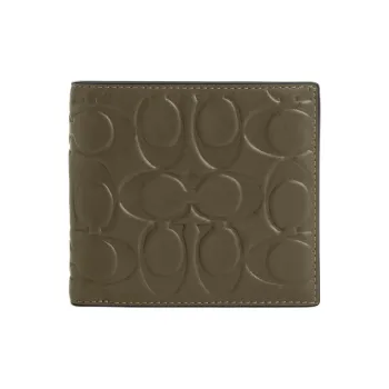 COACH Coin Wallet Smooth Calf Leather Wallet Men's Olive Green
