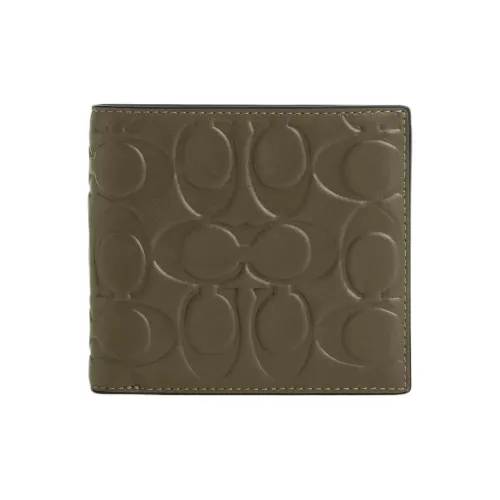 COACH Coin Wallet Smooth Calf Leather Wallet Men's Olive Green