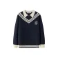 Navy Blue Mock Two-Piece Sweater (Loose Fit)